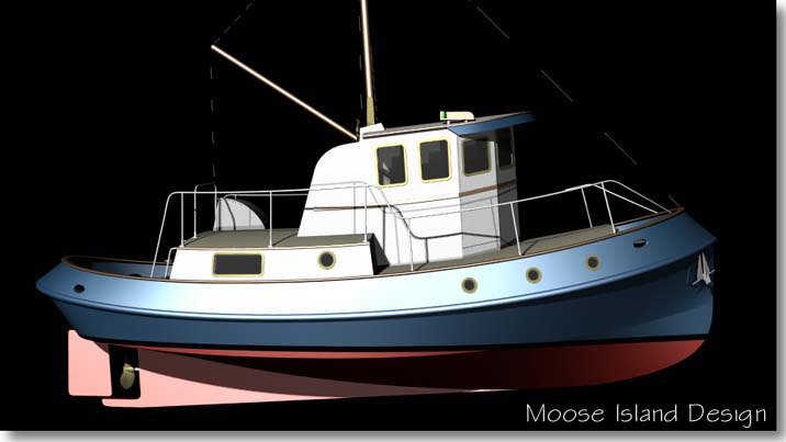 Profile View 'Molly T'  tug boat / cruiser / power boat design