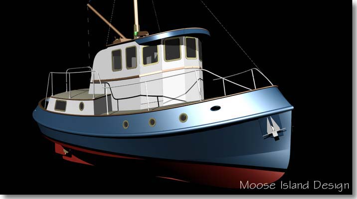 Starboard bow View 'Molly T'  tug boat / cruiser / power boat design